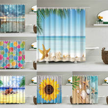 Морская пляжная штора с 3d рисунком, водонепроницаемая моющаяся занавеска для ванной из полиэстера, для душа, с крючками 2024 - купить недорого