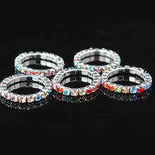 1 fileira de anéis femininos elásticos de cristal strass cor dourada e banhada a prata para casamento e joias para mulheres 2024 - compre barato