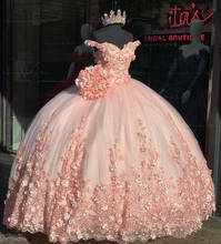 Off the Shoulder Pink Quinceanera Dresses Appliqued Beaded Ball Prom Gowns Sweet 16 Dress vestidos de 15 años 2024 - buy cheap