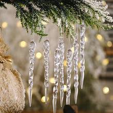 12Pcs/bag Transparent Ice Xmas Tree Hanging Ornament Fake Icicle Prop Winter New Year Party Christmas Tree Hanging Decoration 2024 - buy cheap