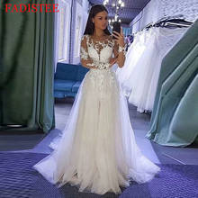 Vestido De Noiva Wedding Dress Lace Appliques Long Sleeves Robe De Soiree Bride To Be атласное платье Lace-Up Sweep Train 2024 - buy cheap