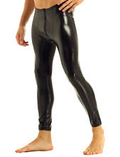 Homens sexy lingerie catsuit calças compridas de couro de patente com zíper bulge bolsa leggings apertados calças sexy roupa interior 2024 - compre barato