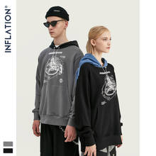 Inflação streetwear hoodies de inverno dos homens hoodies do sexo masculino hip hop cor bloco capuz hoodies algodão terry solto caber 9642 w 2024 - compre barato