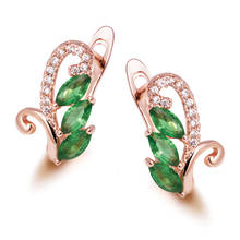 MxGxFam Rose Gold Color Fashion Jewelry 585 Hoop Earrings For Women AAAA+ Green Zircon 2024 - buy cheap