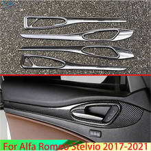 For Alfa Romeo Stelvio 2017 2018 2019 2020 2021 Car Accessories Carbon Fiber Style Inner Door Handle Cover Catch Bowl Trim 2024 - buy cheap