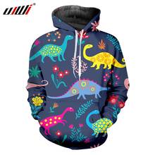 Moletom solto com capuz masculino ujwi, estampa de dinossauro 3d plus size 6xl 2024 - compre barato