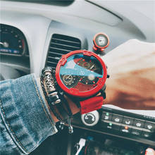 Relojes de negocios con pantalla de doble horario para hombre, cronógrafo de cuarzo, fase lunar, Color Rojo 2024 - compra barato