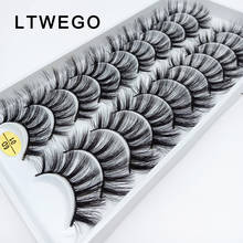 LTWEGO-pestañas postizas de visón, 10 pares, gruesas, cruzadas, hechas a mano, 3d, esponjosas y finas, maquillaje reutilizable 2024 - compra barato