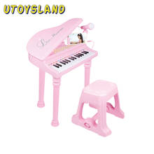 Kit de brinquedos musicais, mini piano musical para crianças, com microfone, instrumento musical, presente para crianças, rosa e preto 2024 - compre barato