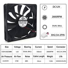 1pcs SXDOOL 135mm PC Cooling Fan 13.5cm Dual Ball Bearing DC 12V 2Pin 135x135x25mm Computer Cooler 0.70A 2800RPM 108CFM 2024 - buy cheap