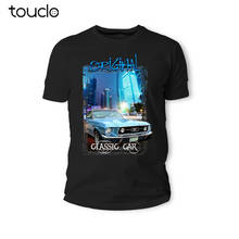 T-Shirt American Classic Muscle Car Mustang Mod V8 Classic Blau Auto Youngtimer Oldtimer Herrent Shirt Discount 100 % Cotton 2024 - buy cheap