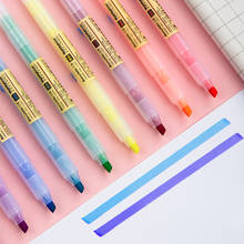 Conjunto de canetas marcadoras cor fluorescente suave, 10 peças, marca-texto, desenho oblíquo, material de escritório, escola e estudante, a6129 2024 - compre barato
