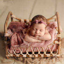 Nuevos accesorios de fotografía para recién nacidos cesta de mimbre tejida retro Para sesión de fotos de bebé caja contenedor para fotos de bebé Luna Llena 2024 - compra barato