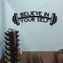 Motivación entrenamiento gimnasio Fitness deporte calcomanía de vinilo para pared creer en su auto citas dormitorio papel pintado de gimnasio decoración de Arte de Casa WZ02 2024 - compra barato