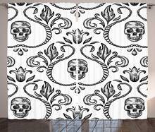 Gothic Curtains Skull Flowers Window Curtain Bedroom Kitchen Drapes Panel Christmas Home Decor Curtains for Living Room 2024 - buy cheap