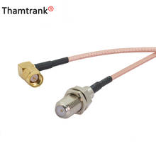 Cable Coaxial RF RG316 Pigtail Jumper 15cm 6 "3G, Cable de extensión de módem F hembra a SMA macho, ángulo recto, 1 unidad/lote 2024 - compra barato