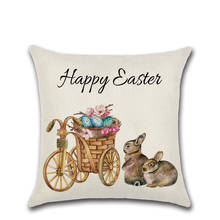 Easter Day Faux Linen 45*45cm Throw PillowCase Painted Decorative Square Simplicity Cushion Cover for Pillows Decoration 1/2 Pcs 2024 - buy cheap