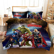 Os Vingadores Heróis Bedding Set Iron-Man Capitão América Thor Hulk Colcha Capa de Edredão 3 pcs para Quarto de Crianças decoração Roupa de Cama 2024 - compre barato