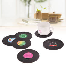 6 PCS Plastic Vinyl Record Coaster Cup Mat Black Retro Mug Coaster Pad Heat-resistant Non Slip Hot Drink Holder Home Decor 2024 - buy cheap