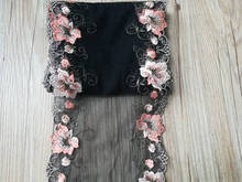 Tecido de malha preta bordado bilateral, 17 jardas, face única, floral, costura para lingerie sexy, sutiã, vestido, decoração, 18cm 2024 - compre barato