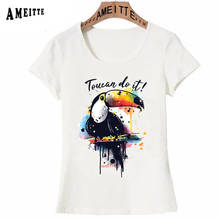 Lovely Toucans Print T-Shirt Summer Fashion Women Short Sleeve Funny Bird Design Woman Casual White Tops Cute Girl Tees 2024 - buy cheap