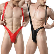 1/2PCS Sexy Men Jumpsuit PU Leather Wrestling Singlet Leotard T-back Exotic Underwear Undershirts One-Piece Borat Bodysuits 2024 - buy cheap