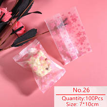 100pcs/lot Soap Biscuits Packaging Bag Transparent Cellophane Pouches Pink Flowers Fall Baby Party Heat Seal Cookies Gift Warp 2024 - buy cheap