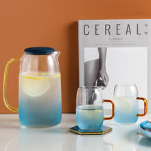 1400ml Gradient Blue water kettle,Heat Resistant Borosilicate Glass mug Coffee Hot Cold Water Office Tea pot Kettle Jug Mug Cup 2024 - buy cheap