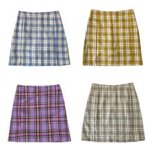 Summer skirts womens high waist skirt pencil plaid skirt pink blue vintage sexy skirt elegant korean mini skirts harajuku 2024 - buy cheap