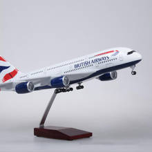 Avión Airbus A380 a escala 1/160 de 50,5 CM, modelo de vía aérea británica con luz y rueda fundida, plástico de resina, colección F 2024 - compra barato