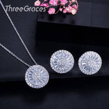 ThreeGraces Fashion CZ Female Jewelry Perfect Round Shape Cubic Zirconia Micro Pave Trendy Necklace Earrings Set For Women JS201 2024 - buy cheap
