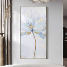 Cuadro pintado a mano de flores hermosas, pintura al óleo de flor dorada, decoración abstracta moderna para pared de sala de estar, pintura sobre lienzo 2024 - compra barato