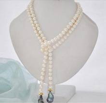 Free Shipping  22mm black keshi baroque white round freshwater pearl necklace 45inch 2024 - buy cheap