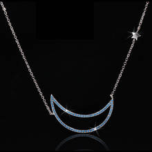 925 silver High quality Moon Pendant with Blue Zircon Stone Silver Color Chain Necklace for Women Fashion Jewelry gift 2024 - buy cheap