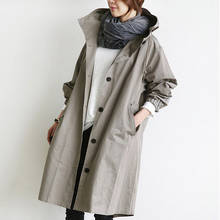 Gabardina lisa con capucha para mujer, abrigo cortavientos con bolsillos grandes y botones, talla grande, 4XL 2024 - compra barato