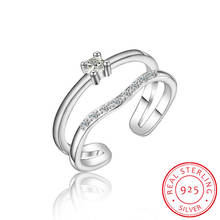 Anillo abierto de plata esterlina 925 para mujer, joyas minimalistas de doble capa de Zirconia, estilo Punk, bisutería femenina 2024 - compra barato