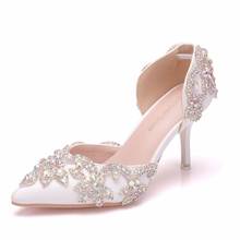 Zapatos de tacón de 8CM para mujer, tacones sexys con diamantes de imitación, puntiagudos, finos, para primavera y otoño 2024 - compra barato