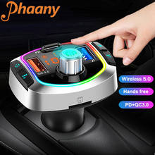 Phany-Kit de manos libres con Bluetooth 5,0 para coche, Transmisor FM, Radio Estéreo, reproductor MP3, pantalla Dual de carga rápida QC3.0 2024 - compra barato