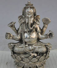 decoration BRASS factory outlets Tibet Silver tibet buddhism silver 4 arms Ganapati Ganesh Lord Ganesha Elephant buddha statue 2024 - buy cheap