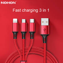 Cable USB 3 en 1 para iPhone 6, 7, 8, plus, X, XR, Samsung S7, Xiaomi, carga rápida múltiple, Micro USB tipo C, Cable de teléfono Android 2024 - compra barato