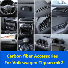 Acessórios de fibra carbono preto interior abs decroation capa trims para volkswagen tiguan mk2 2018 2019 2020 2024 - compre barato