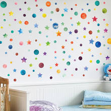 Pegatinas de pared de estrellas de colores arcoíris para habitación de niños, calcomanías de decoración del hogar, pegatinas de vinilo extraíbles creativas para sala de estar, bricolaje 2024 - compra barato