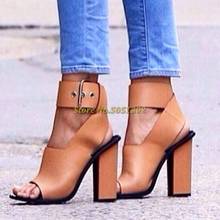 Nude Block Heel Sandals Peep Toe Ankle Buckle Open Toe New Arrivals Women Shoes Sping Summer Dress Ladies Sandals 2024 - buy cheap