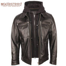 Men Genuine Leather Jacket Quilted Hood Removable 100% Cowhide Coat Genuine Leather Jackets Man Winter Coat Warm Clothing M351 2024 - buy cheap