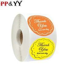 100-500pcs Orange yellow cute flower thank you series round sticker seal  multifunctional DIY decoration gift packaging label 2024 - buy cheap