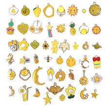 Dijes de esmalte de Color amarillo mezclado al azar, fruta, Animal, flor, planta, estrella, colgante para pulsera, pendientes, joyería, accesorio XL793 2024 - compra barato
