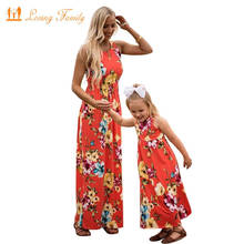 Mother Daughter Dresses Family Matching Outfits Printing Floral Sleeveless Long Dress For Mom Daughter Mommy Me Family Look 2024 - buy cheap