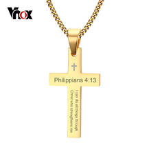 Vnox  Classic Simple Cross Pendant Philippians 4:13 Necklace for Men Women Stainless Steel Casual Religious Christ Jewelry 2024 - buy cheap