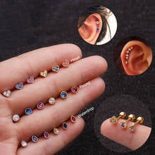 1Pc Small Heart Waterdrop Round Cz Tragus Cartilage Stud Earring Stainless Steel Rook Helix Snug Conch Earring Piercing Jewelry 2024 - buy cheap