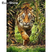 Evershine pintura de diamante tigre ponto cruz de animais quadrados inteiramente bordado mosaico de strass imagem bordado 2024 - compre barato